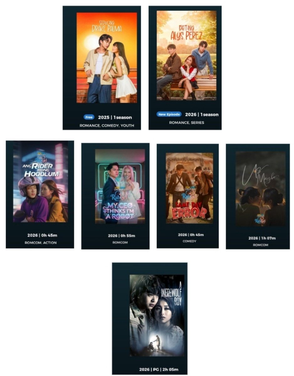 __allforjaja's tweet photo. Binge-watch RabGel's series, anthology, and movies on Viva One, stream legally!

Series:
—Seducing Drake Palma 
—Dating Alys Perez

Anthology:
—Ang Rider Kong Hoodlum
—Same Day Error
—My CEO Thinks I’m a Robot
—Us,Maybe

Movies:
—AWerewolf Boy 

#AngelaMuji | #RabinAngeles https://t.co/xlIHaRjSRB