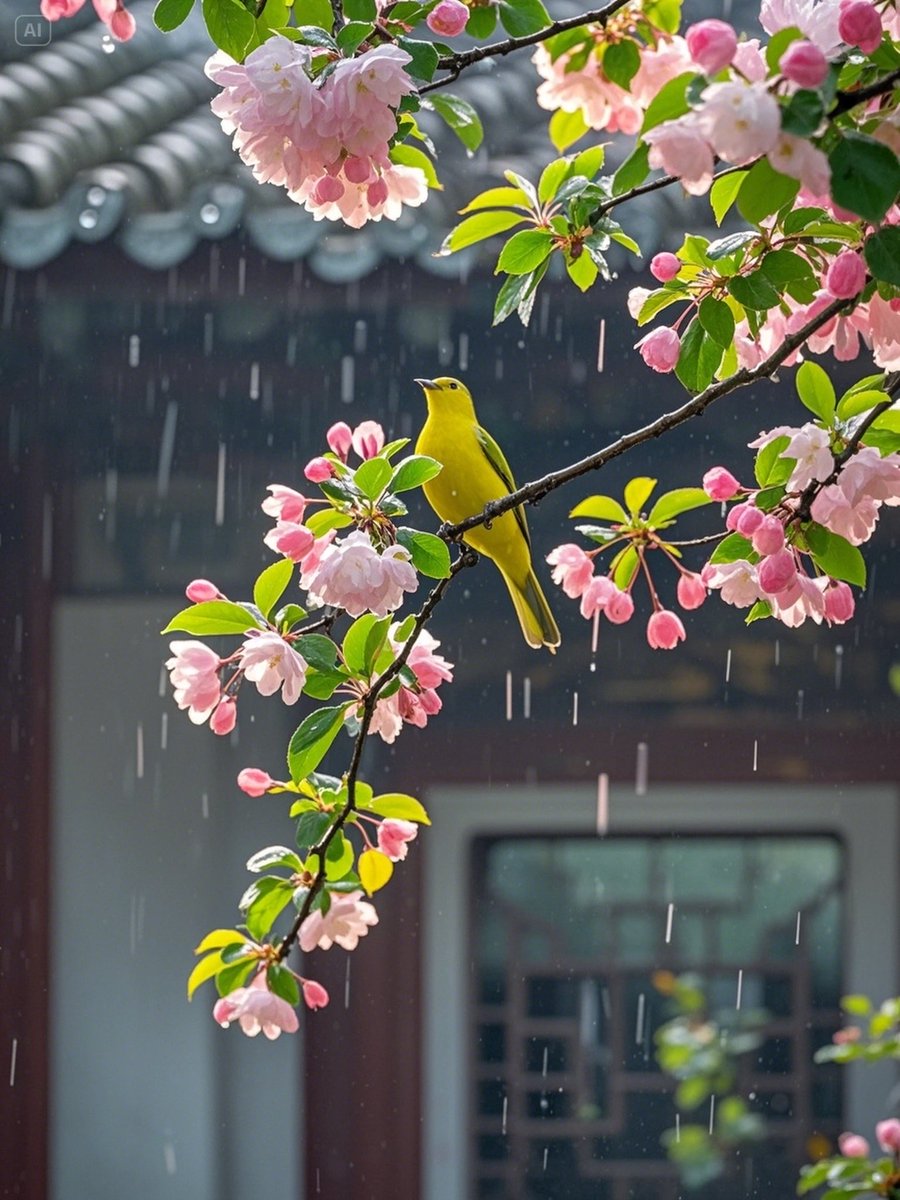 emile_spin__c8f's tweet photo. Morning at the garden! The fluffy (茸) little birds are perched here, these graceful (俜) flower stalks, deep-rooted (氐) in earth, baked (焙) by sunlight, and the lovely (娇) breeze makes it so warm. https://t.co/fyALflzEBb