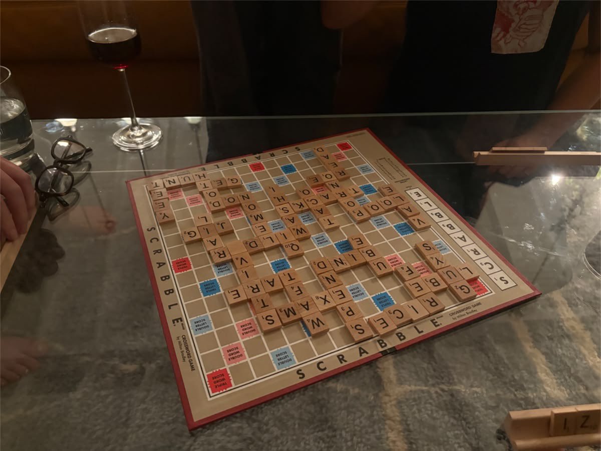 RealDannyWolfe's tweet photo. Pasta, scrabble, and friends! https://t.co/7Qh5NNLmNa