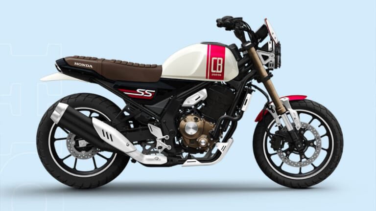 PutiMotor's tweet photo. 中国で世界初公開された、新型ネオクラシックモデル「CB250SSコンセプト」。

水冷250cc単気筒エンジンと独自クレードルフレーム＆倒立フォークを採用。

赤ストライプの白タンクとブラウンシートが織りなすスクランブラーフォルム。

2027年春に中国市場予定、日本導入は未定。

https://t.co/040a7loI96