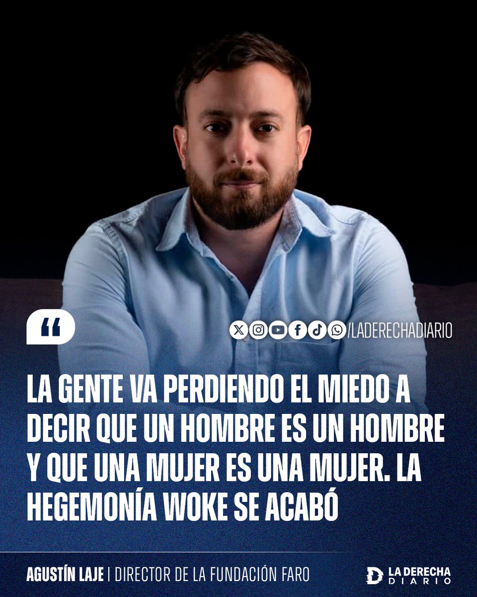 laderechadiario's tweet photo. 🚨🇦🇷🏳️‍🌈🏳️‍⚧️ | "La gente va perdiendo el miedo a decir que un hombre es un hombre y que una mujer es una mujer. La hegemonía woke se acabó": @AgustinLaje celebró la caída del muro progresista y su agenda de censura, tras el intento fallido del travesti "Florencia de la V" que buscó despedir al periodista Daniel Avellaneda por negarse a validar su disforia de género.