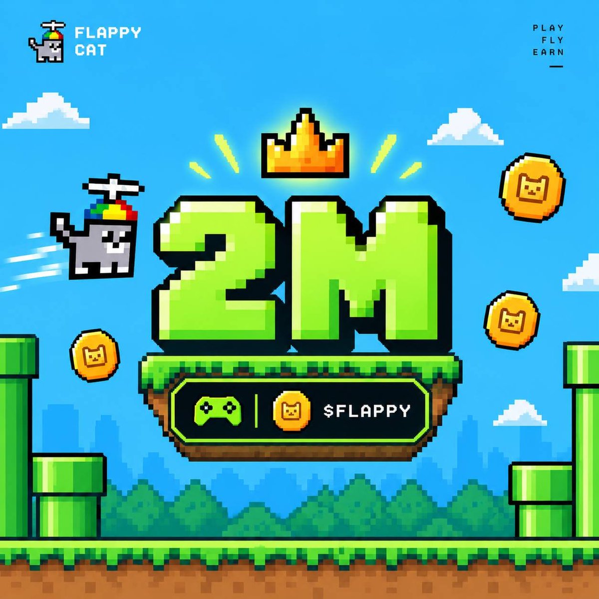 _flappy_catt's tweet photo. $FLAPPY crossed $2M. 🚀

Another milestone cleared, and the game keeps moving.

Next target: $5M.
Play. Fly. Earn. 🐱 https://t.co/Px3fs8Hp7p
