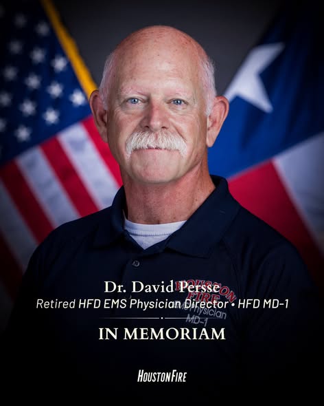 HoustonFire's tweet photo. A pioneer. A mentor. A friend.
The Houston Fire Department mourns the loss of Dr. David Persse, retired HFD EMS Physician Director and longtime MD-1, who passed away Monday, Sept. 28, surrounded by his family. Read More @ https://t.co/d5yETkE7Q9 https://t.co/qxkNZXWTyj