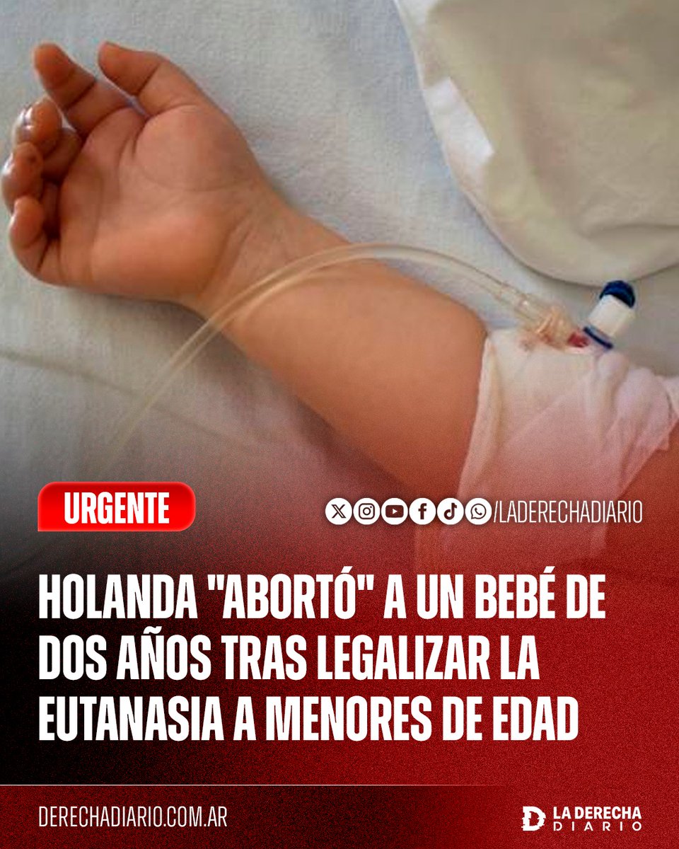 laderechadiario's tweet photo. 🚨🇳🇱 | LA AGENDA DE LA MUERTE: Se reveló que en Holanda se asesinó a un bebé de dos años de edad, conformando el primer caso tras aprobarse la eutanasia a niños menores de 12 años bajo el "consentimiento informado" de los padres para decidir en su lugar.

Según el Comité de Evaluación, el bebé presentaba discapacidades "tanto mentales como físicas", en un país donde los asesinados mediante la eutanasia ya superaron las 10 mil personas durante 2025, el 6% del total de fallecidos en el año.