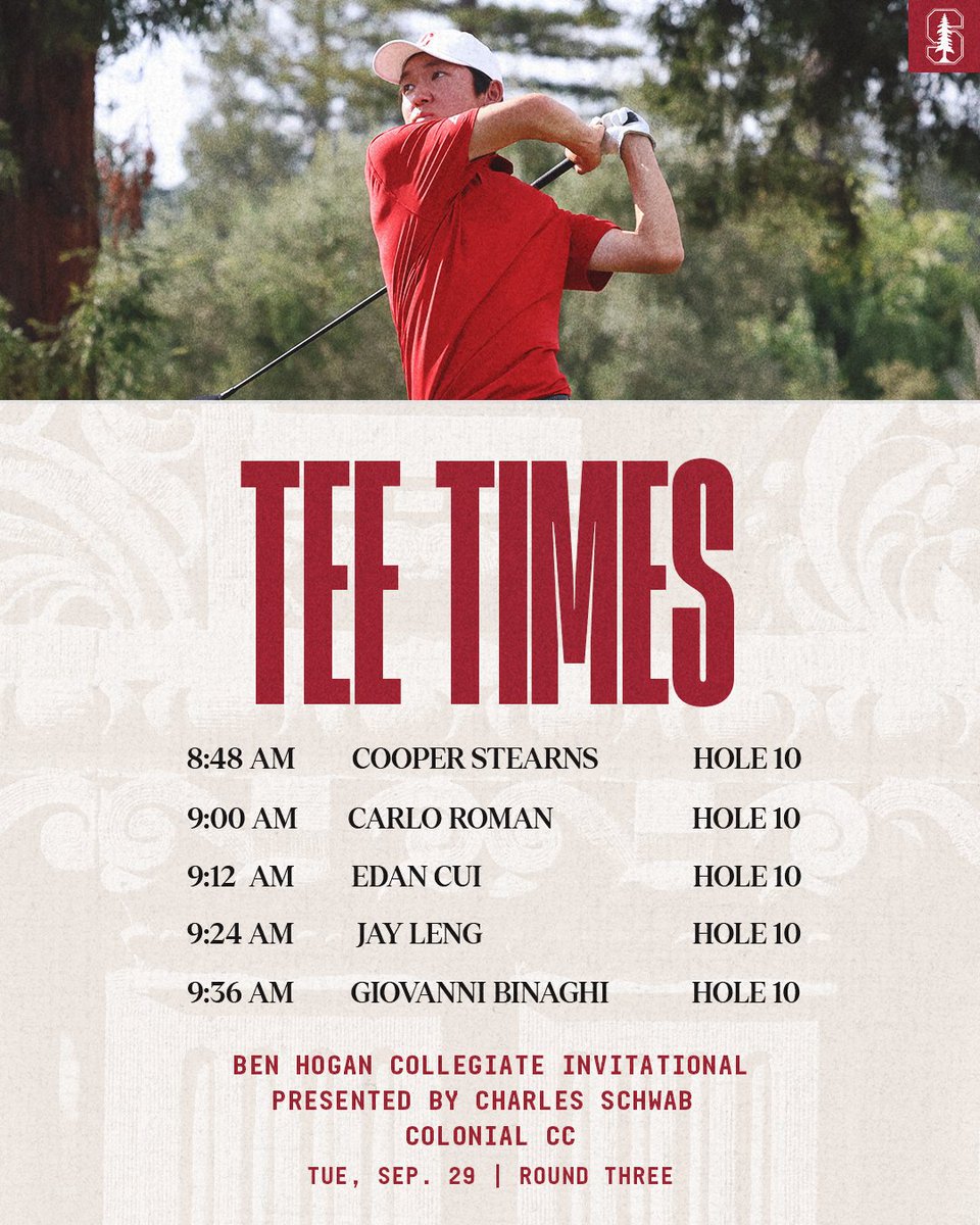 StanfordMGolf's tweet photo. Out in the final group tomorrow!🤠⛳️

📊: https://t.co/kgLUABsCEx

#GoStanford https://t.co/iOotoLBDur