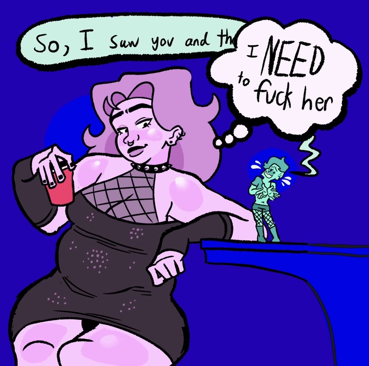 _MissAfterDark's tweet photo. Gloria and Maureen started out as party girl and her little butt passenger but I liked their designs too much so now they’re some of my favorite OCs #sizesky #giantess #yuri https://t.co/PZ4aip5Chp
