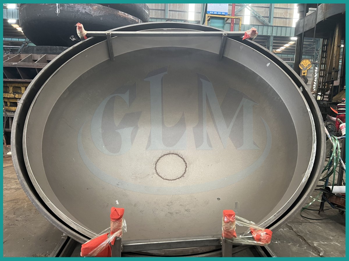 glmhead's tweet photo. This big ellipsoidal head is manufactured in our factory, fully compliant with pressure equipment standards. Custom dimensions &amp; material options available to match your project specs. 
#StorageTank #PressureVessel #CustomFabrication #HeavyIndustry https://t.co/IrqMkzYpWT