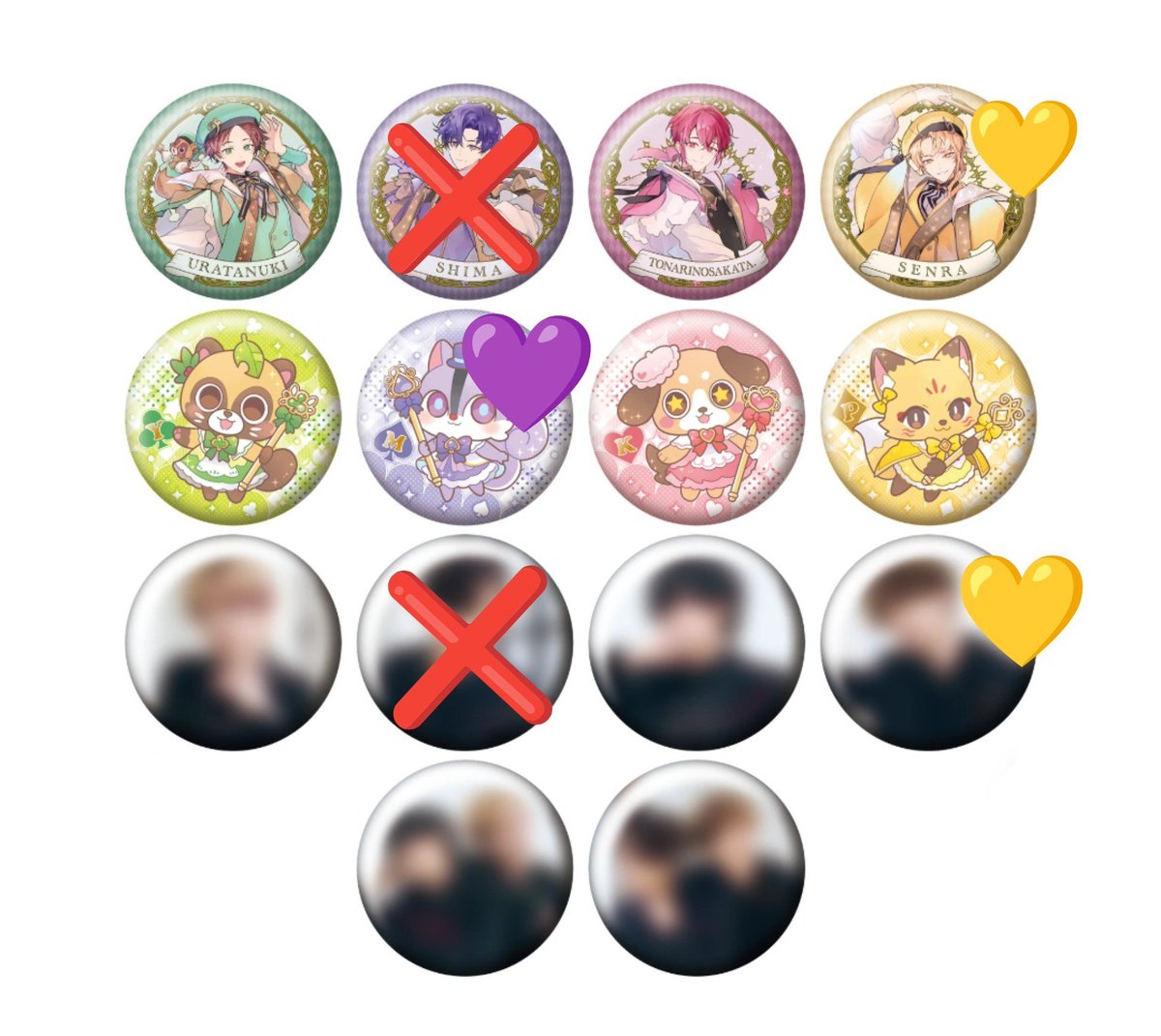 ichi_zero_10's tweet photo. 求:画像💜妖精>����頭身実写（友人分）
譲:無印（💜💛関連各-1）

神戸両日にて60↑購入予定です
当日手渡しのみ
詳細ALT
#浦島坂田船缶バッジ 
#浦島坂田船缶バッジ交換
#浦島坂田船グッズ
#浦島坂田船グッズ交換 https://t.co/g4bPA6EOkA