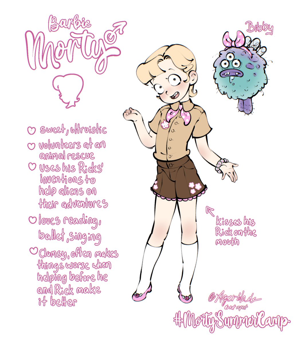 agerblade_'s tweet photo. My first Morty oc: Barbie Morty 1/2 + his #mortysummercamp outfit 💮
#msc #mscoc https://t.co/0IBg4ZgoVz
