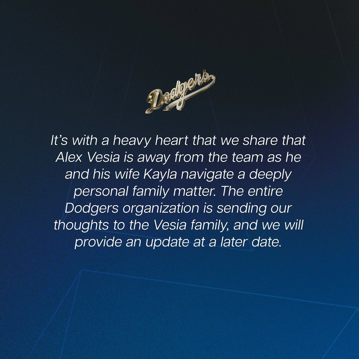 lopesottove's tweet photo. Statement from the Los Angeles Dodgers regarding Alex Vesia
#Baseballs #$PINK https://t.co/Jl6nZmRIbH