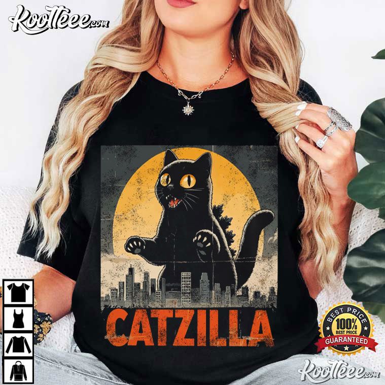 Catzilla Giant Cat Kaiju funny retro monster t-shirt graphic