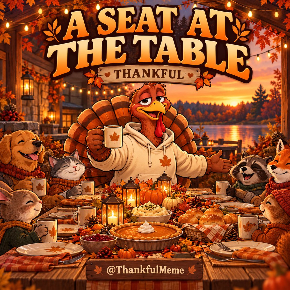 ThankfulMeme's tweet photo. a whole coin market full of dogs, cats and frogs. figured it was time to bring a turkey to the table 🦃

for the memes, the people we’ve met, and having something to be thankful for.

who’s pulling up for thanksgiving? 🍂

https://t.co/kagTLH1bXX $THANKS https://t.co/sUYfaHL3qJ
