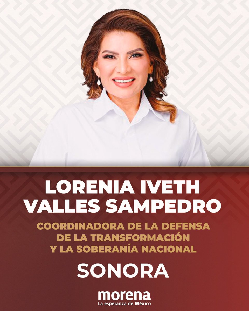 violetamg10078's tweet photo. Y para Sonora por MORENA,  irá como la Coordinadora de la Defensa de la Transformación y la Soberanía Nacional ...

@LoreniaValles_ 

🇲🇽 https://t.co/3OoO2pVKLJ