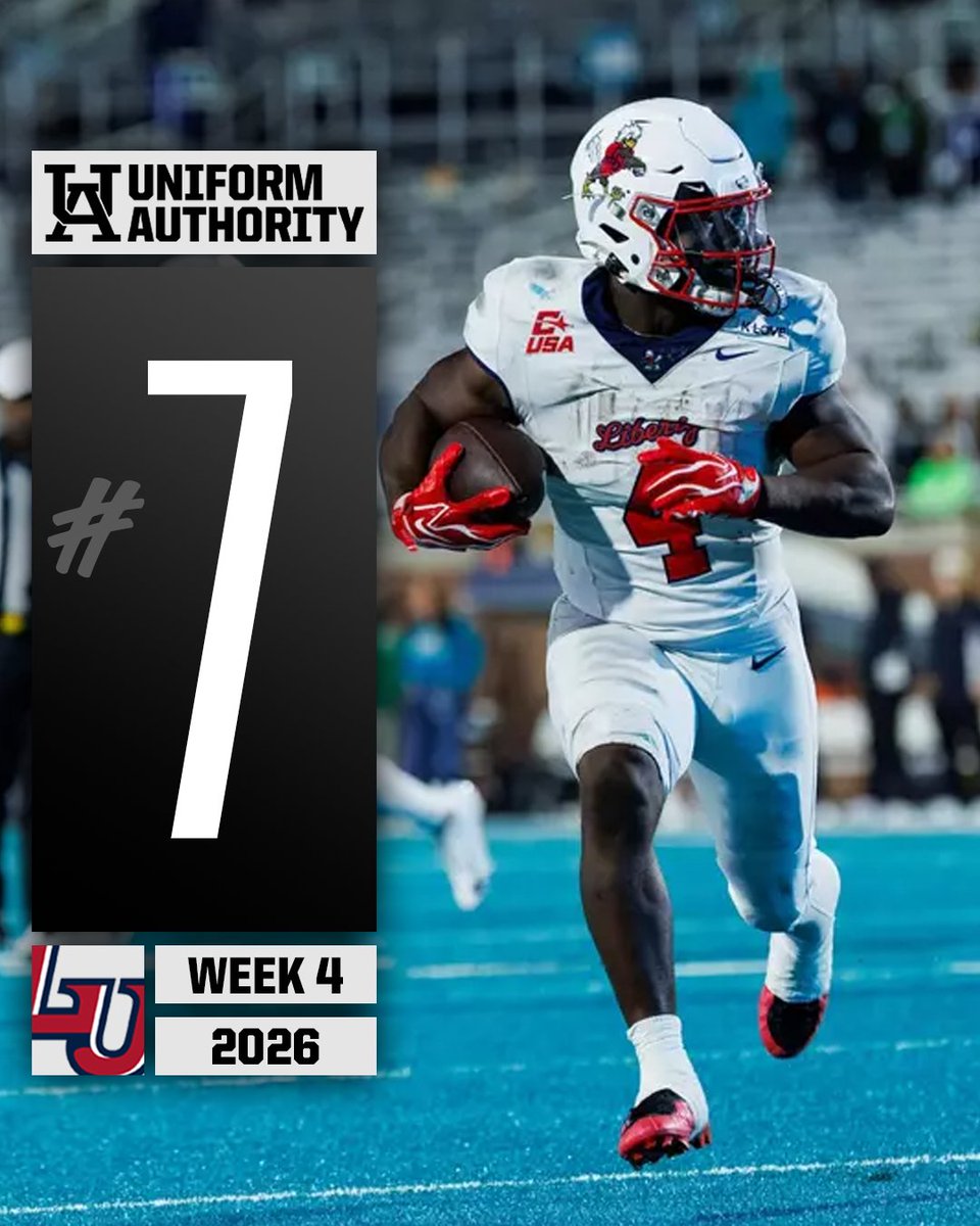 UniAuthority's tweet photo. Uniform Authority Week 4 Uniform of the Week:
7. @LibertyFootball 

#UAWeek4 | @LibertyEquip https://t.co/gUsT1LNphI