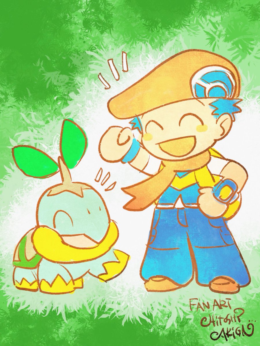 ariga_megamix's tweet photo. 『ポケットモンスター ダイヤモンド・パール』20周年㊗️おめでとうございます🎊✨✨FanArt.

旅に出る時に選んだポケモンは、ナエトルでした！
なんだか頭の葉っぱの香りも良さそうだしアゴも背中の甲羅も手ざわり良さそうだし、わかばポケモンってのが良いなあって。 https://t.co/CbLfK5WUlR