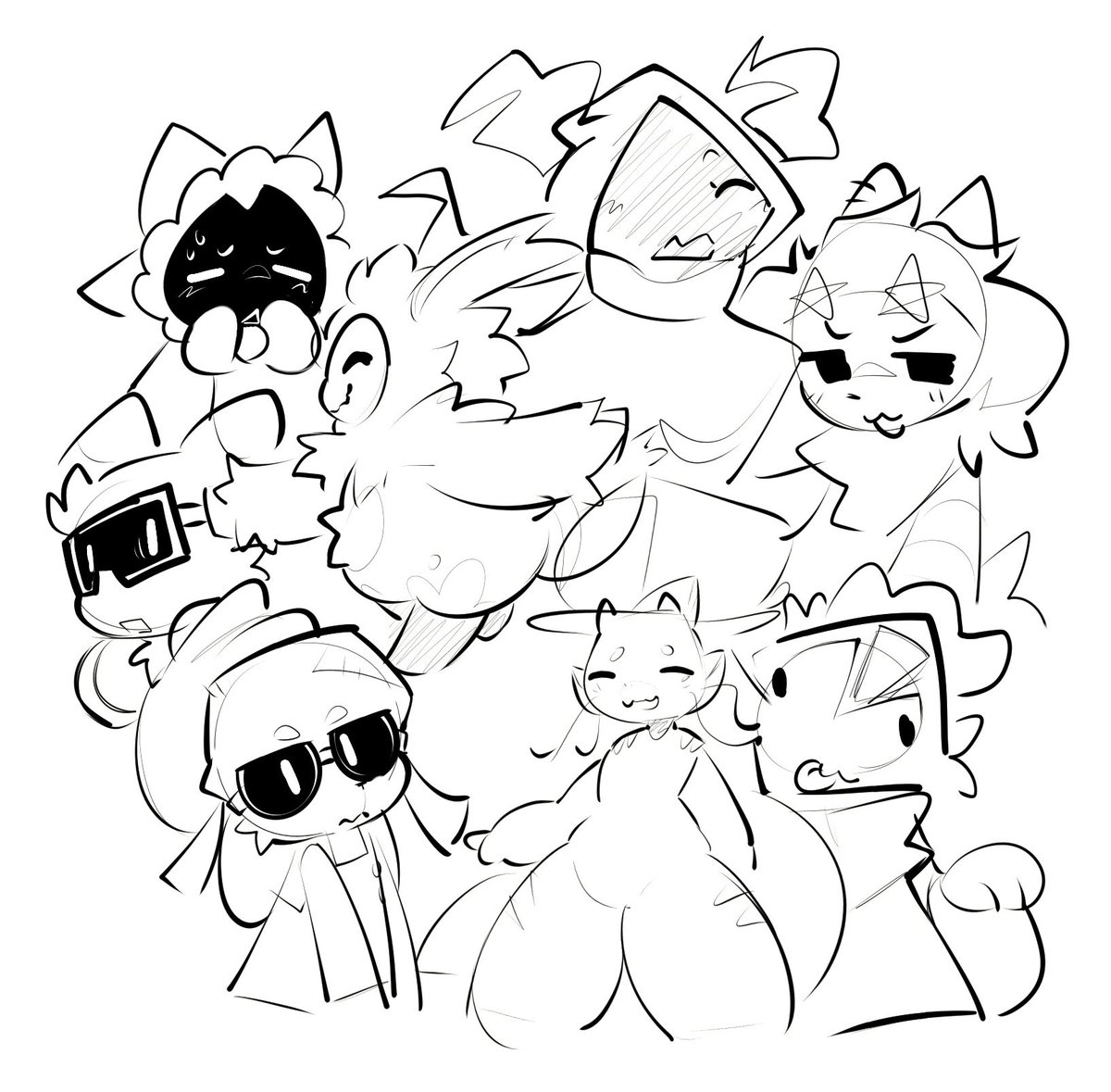 flamedboingus's tweet photo. Doodle of ocs i barely draw https://t.co/V32byzZ76o