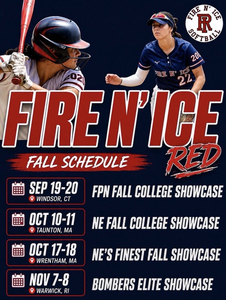 MAbren2030's tweet photo. Here are the rest of my tournaments for the fall! I’m so excited to continue to play with this team! Come check us out!🥎🍁 @fire_ri https://t.co/Sj9RnYZcf7