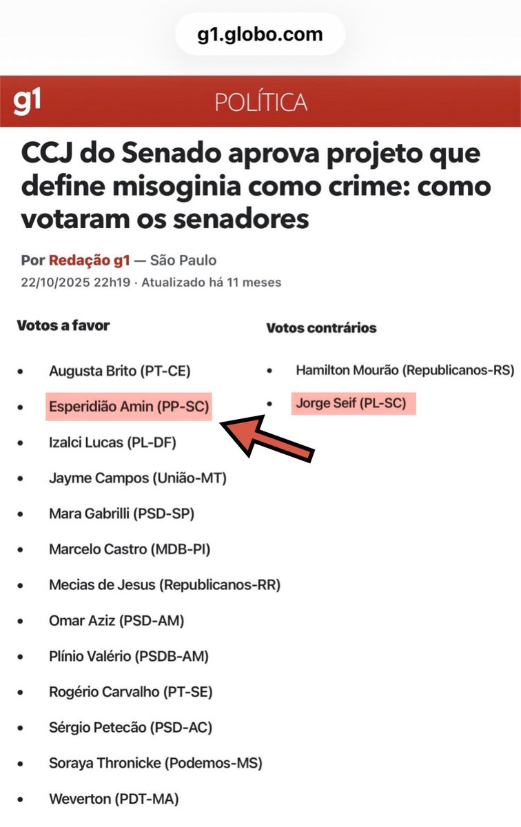 KauanCostabr's tweet photo. Quando o Flávio votou favoravelmente ao PL da Misoginia — o que foi um erro —, o projeto já havia passado primeiro pela CCJ.

E sabe quem votou a favor? Esperidião Amin.

E sabe quem votou contra? O tão “malvadão” Jorge Seif (@jorgeseifjunior) 😉

Até o milico covarde do Mourão votou contra. Mas o senador catarinense, do Centrão, Esperidião Amin, votou favoravelmente ao projeto feminista 😂

Isso a Ana Campagnolo e seus amigos não vão te contar.

A narrativa só vale quando é para bater no Flávio.