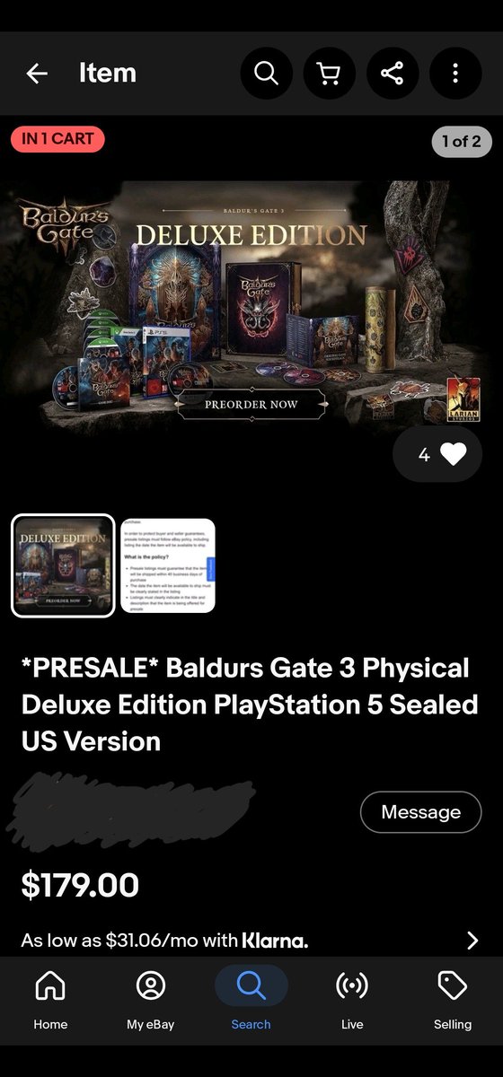 PSCollectors's tweet photo. I FINALLY beat the bots and scalpers 😂

I was looking at a $179 eBay presale for Baldur’s Gate 3 Deluxe Edition PS5 tonight.

Checked Larian directly instead and somehow caught a copy at the $79.99 MSRP. Payment processed, invoice received… then the page went right back to OUT OF STOCK.

Don’t automatically pay reseller prices. Keep checking the official store. 👀

This one might be staying sealed. 💿🔥