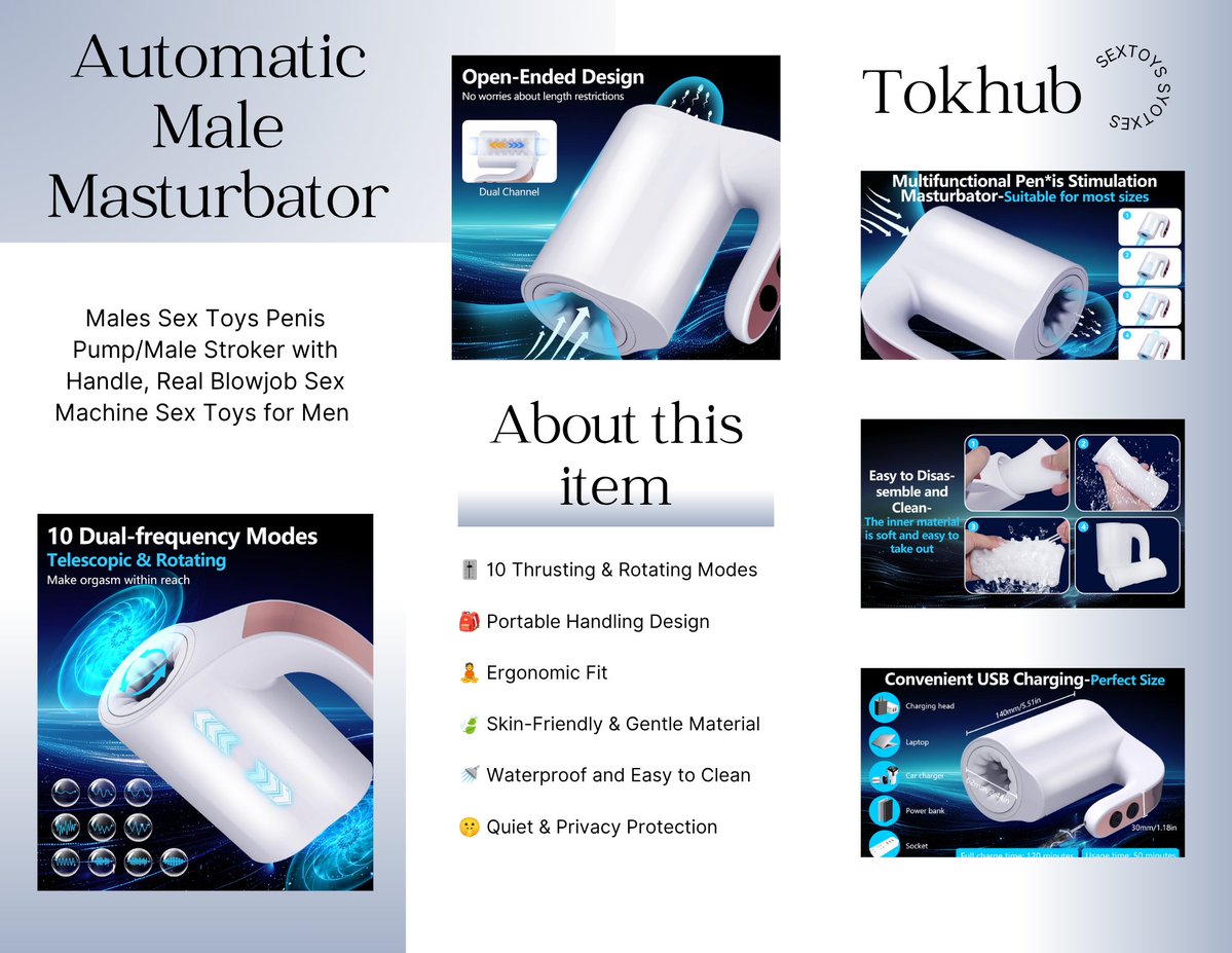 VossScar's tweet photo. Want a real blowjob feel with zero size worries? 🔥

🎁✅This Tokhub Automatic Male Masturbator features an open-ended dual-channel design, 10 thrusting &amp; rotating modes, ergonomic handle and soft skin-friendly material. Quiet, waterproof and super easy to clean.#SexToysForMen https://t.co/5Ozh3TYBx0