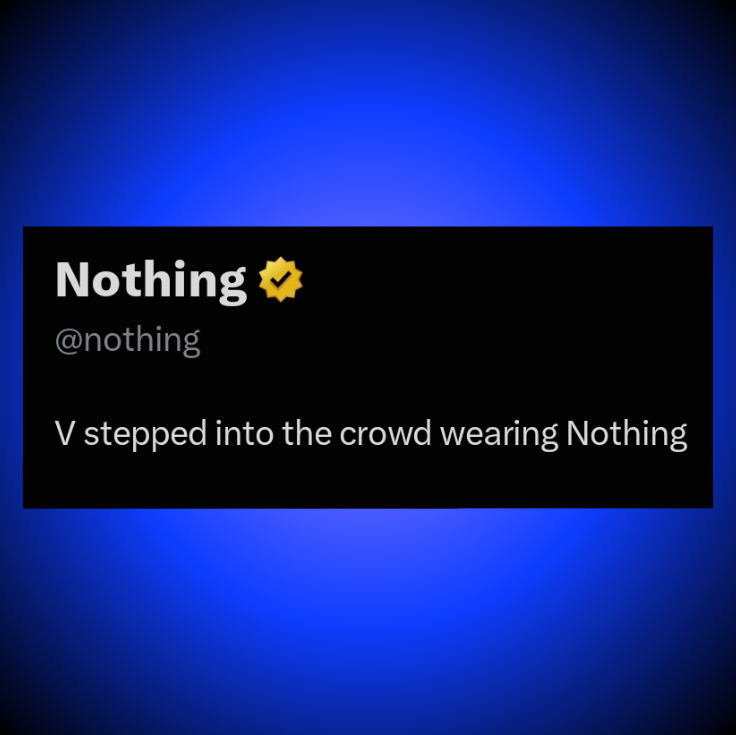 TheePopCore's tweet photo. Nothing recreates the viral phrase of their Global Brand Ambassador, Taehyung, in their bio:

— “V stepped into the crowd wearing Nothing.” https://t.co/0IwnfHKIYz
