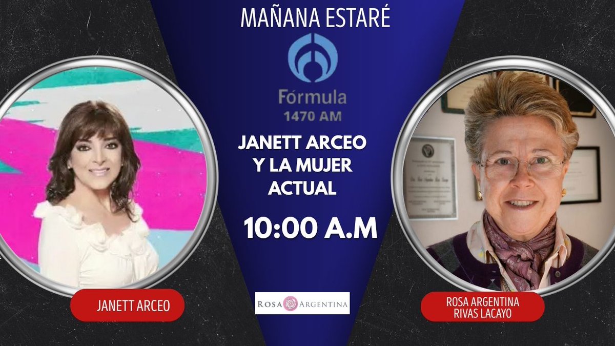 rosaargentinarl's tweet photo. Queridos Amigos:
El día de mañana estaré con mi querida amiga Janett Arceo en la mujer actual
Hora?
10:00 a.m.
Dónde?
Radio formula 1470 am
Los espero
#rosaargentina #janettarceo #lamujeractua https://t.co/kaEFduBaFV