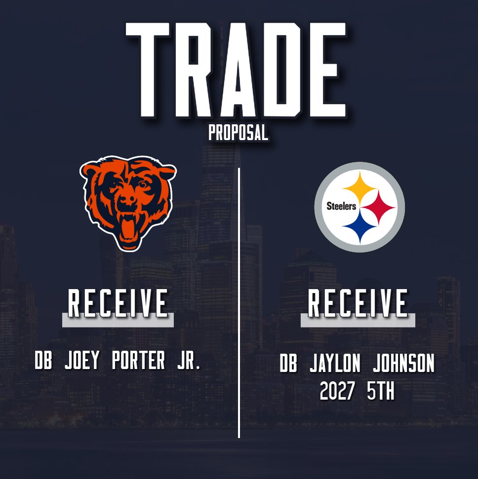 Bears_Hype_Man's tweet photo. Win Win

Trade Jaylon Johnson for Joey Porter https://t.co/z97j5HDCdF