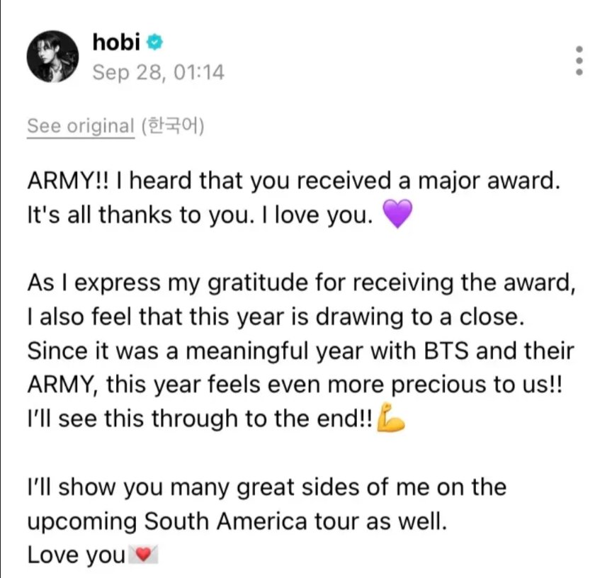 DapressedPisces's tweet photo. j-hope's message to us for our Award<33 https://t.co/eqlKOkX9mR