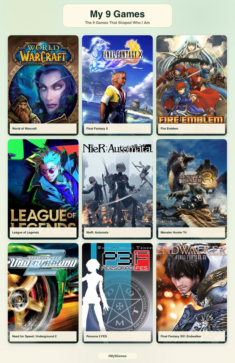 domssnn's tweet photo. my 9 games :) maybe could've replaced league with kingdom hearts 2 or vrising buuuuut yeah that's that :D https://t.co/HNIVoufGQO
