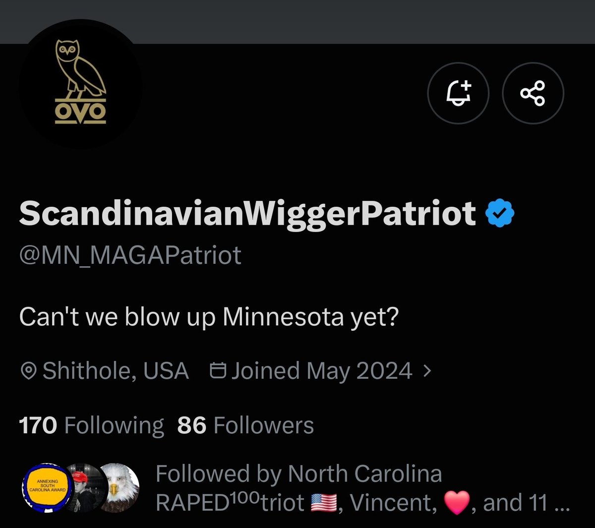 HowlingPants's tweet photo. Gem of an account @MN_MAGAPatriot follow this guy https://t.co/t0SQxuKFBh