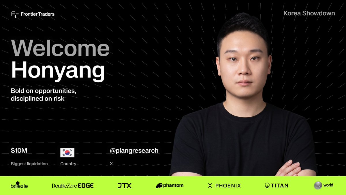 joinfrontier's tweet photo. Every trader has a scar, his is a $10M liquidation

Coming for revenge in his hometown, welcome to the Korea Showdown @plangresearch 

September 30, live on 𝕏. https://t.co/1A7IQmlc2z