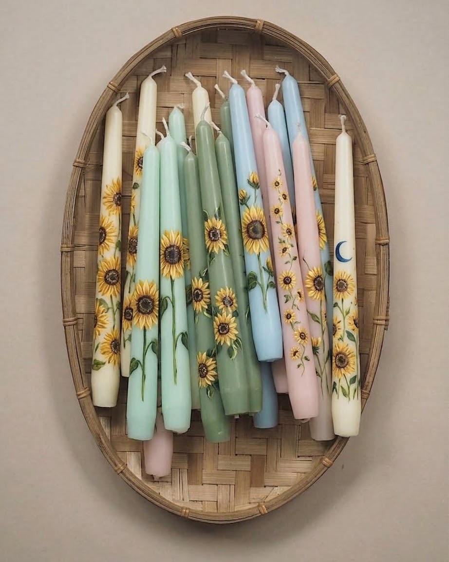 sunflowerchives's tweet photo. Flower painted candles https://t.co/UZNzWntaHx