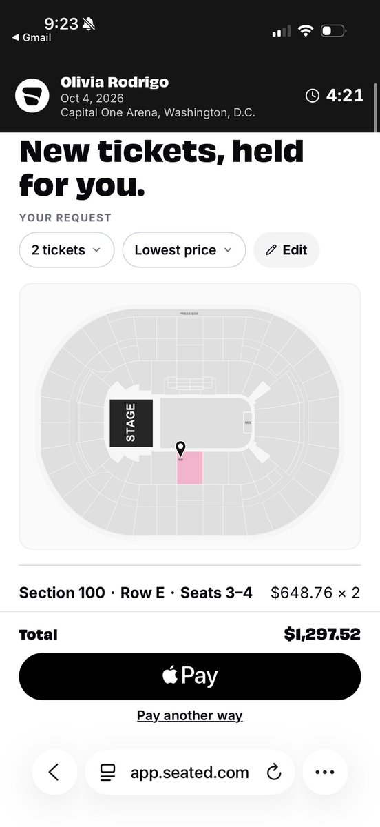 lolscannell's tweet photo. Who have to be joking. I got an email saying I was taken off the waitlist and I go too see the tickets and they’re $650 each?!?! Seated got my hopes up :( https://t.co/mFE5Ks2N9V