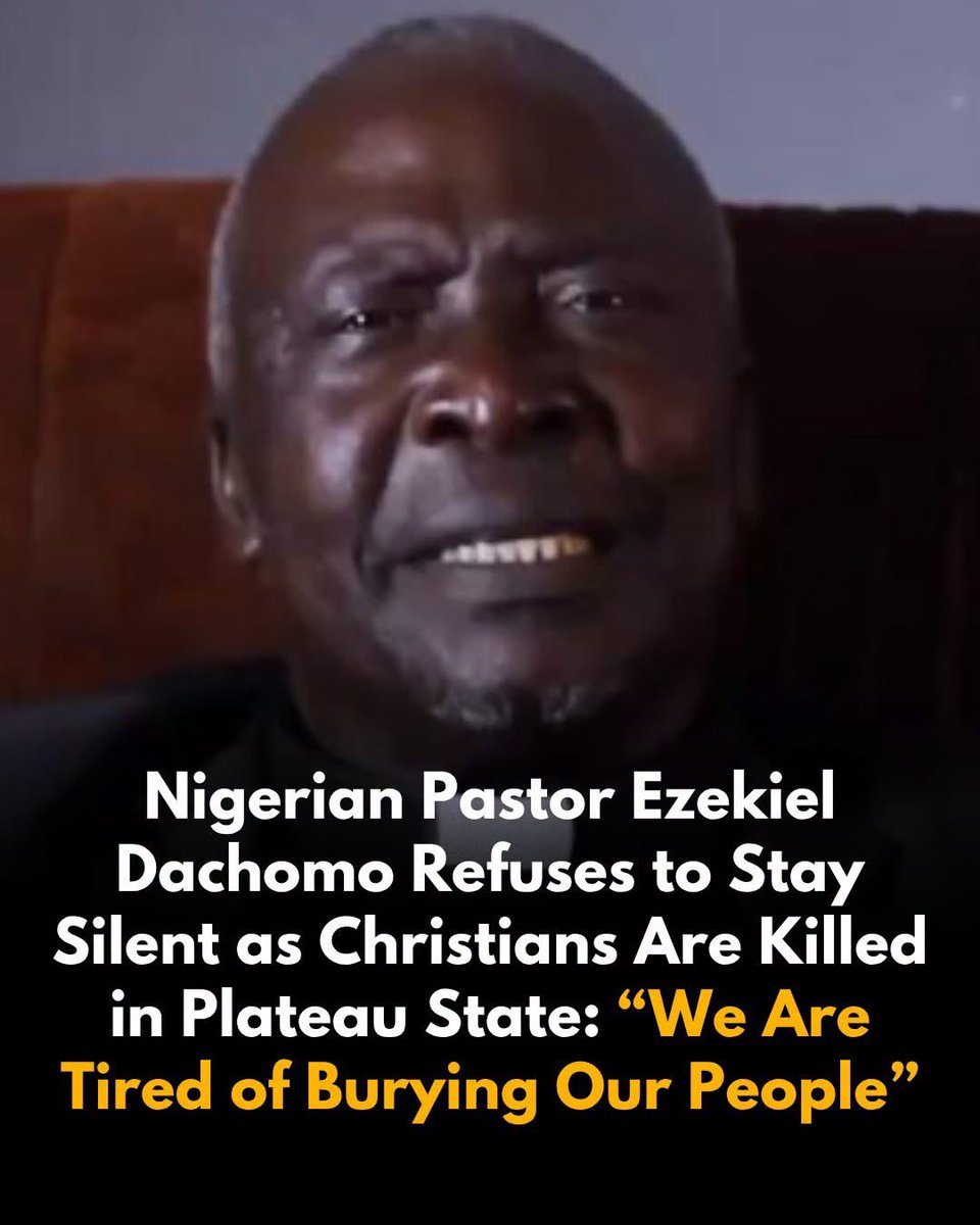 WellsJorda89710's tweet photo. 🚨 “WE ARE TIRED OF BURYING OUR PEOPLE.”

Rev. Ezekiel Dachomo, a regional leader of the Church of Christ in Nations in Plateau State, Nigeria, continues to speak out after years of burying Christians killed in attacks across Nigeria’s Middle Belt.

On September 25, Dachomo sat beside the graves of three church members killed the previous night in Gassa. Local reports said nine more people were killed in attacks on nearby communities within the following 24 hours.

Dachomo says he has presided over more than 70 mass burials and continues to call on Nigerian authorities and the international community to protect vulnerable Christian communities.

The violence has also struck his own family. Dachomo says nine members of his extended family were killed in a July attack that local witnesses attributed to Fulani militants.

Yet he continues to speak for widows, orphans and persecuted Christians.

And even as he criticizes failures in Nigeria’s security response, he has urged Christians to pray for the soldiers:

“Pray for them that God should show them mercy.”

🙏 Pray for Nigeria. Pray for persecuted Christians. Pray for the families who have lost loved ones. And pray for the soldiers protecting these communities.

#Nigeria #PrayForNigeria #PersecutedChristians #ChristianPersecution #MiddleBelt #PlateauState #ChurchOfChristInNations #ChristiansInNigeria #ReligiousPersecution #PrayForThePersecuted #NigeriaCrisis #StandWithChristians #Jesus #Christianity #Prayer