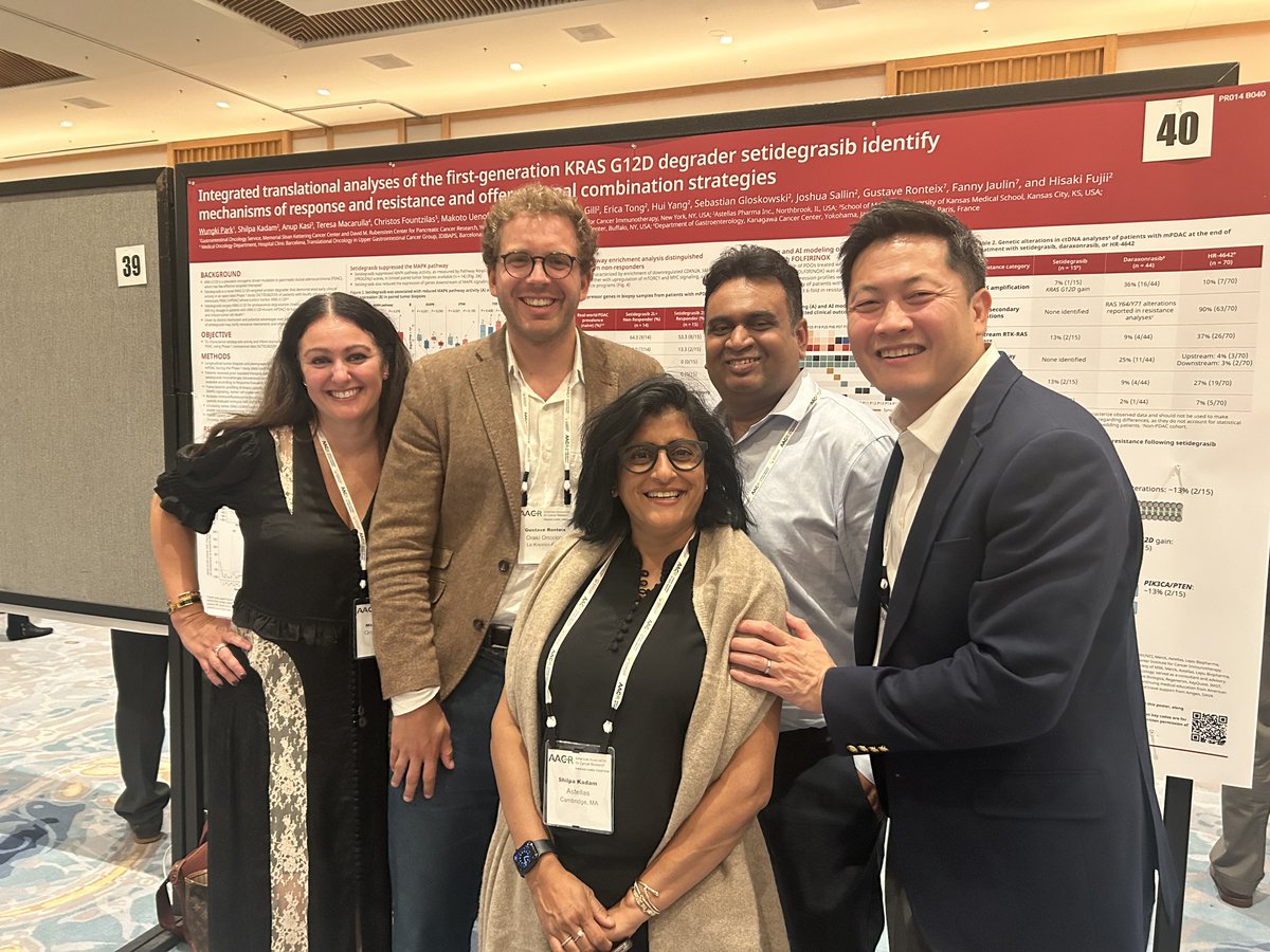 CentralParkWMD's tweet photo. What happens when you actually DEGRADE KRAS G12D in pancreatic cancer?

At #AACRPanc26 we shared translational analyses of setidegrasib, the first-generation KRAS G12D degrader. @AstellasUS

15 paired tumor biopsies let us watch the biology change in patients:

Successful deep KRAS protein degradation.✏️
→↓ MAPK signaling
→ tumor-immune remodeling including Fas/FasL, Granzyme B+ CD8 T cells & PD-L1
→ distinct primary + acquired resistance biology!
→ rational mFOLFIRINOX and maybe immune combinations?

Parallel virtual patient and patient-derived organoids experiment from @orakldotbio predicting the human clinical trial outcomes independently. 

What should we do next?
Patient → biopsies 💉→ biology 🧫→ model → combination → back to patient 

Huge thanks to our coauthors, Shilpa Kadam @anup_kasi @MacarullaTeresa and research teams and above all the courageous patients who made this work possible.

#KRAS #KRASG12D #PDAC #PancreaticCancer #TranslationalResearch #GRIT #sPARKlab 
@MSK_DeptOfMed @MSKCancerCenter @CpcrMsk 
@oncodaily @OncoDailyGI @OncBrothers @PanCAN @lustgartenfdn @Pankind_Aus @NatPancFdn @EileenMOReilly