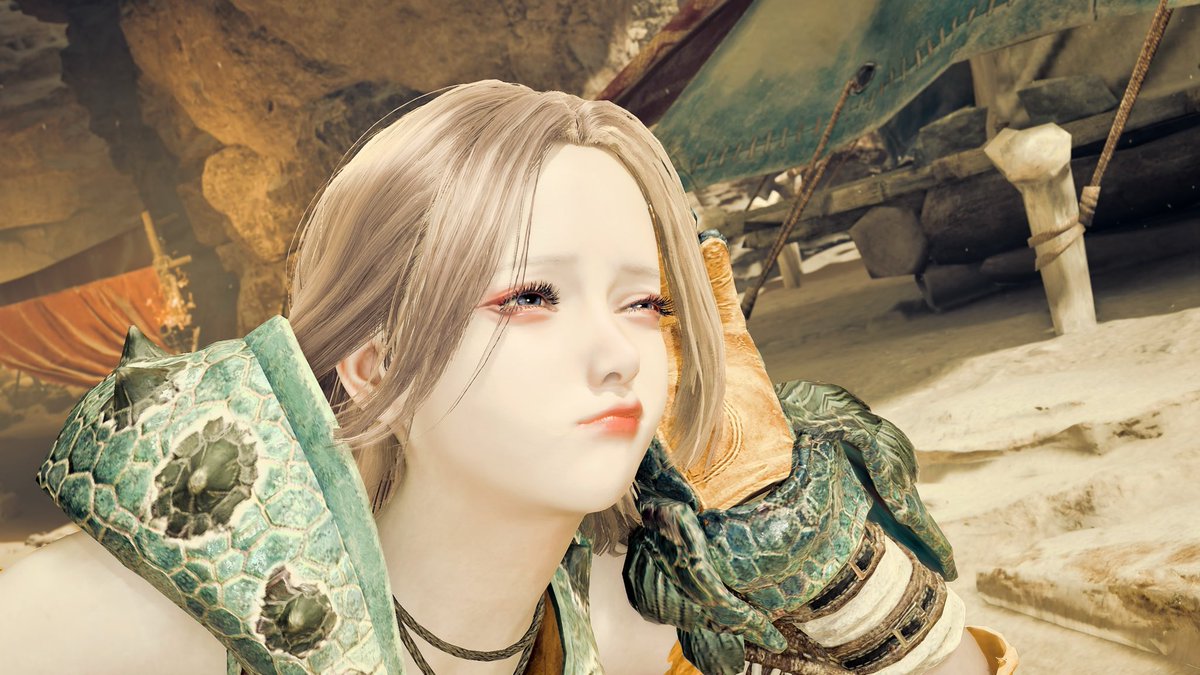 __mnmh__'s tweet photo. ちょっといじったお顔フィールドで確認したくてサブキャラチェック

全体的に微調整して概ね大丈夫そうかな❓って思ったけど眉薄すぎた𐤔𐤔

ウインクもバッチリだし破綻も無さそう😉

#MHWilds https://t.co/dac7mWeMdr