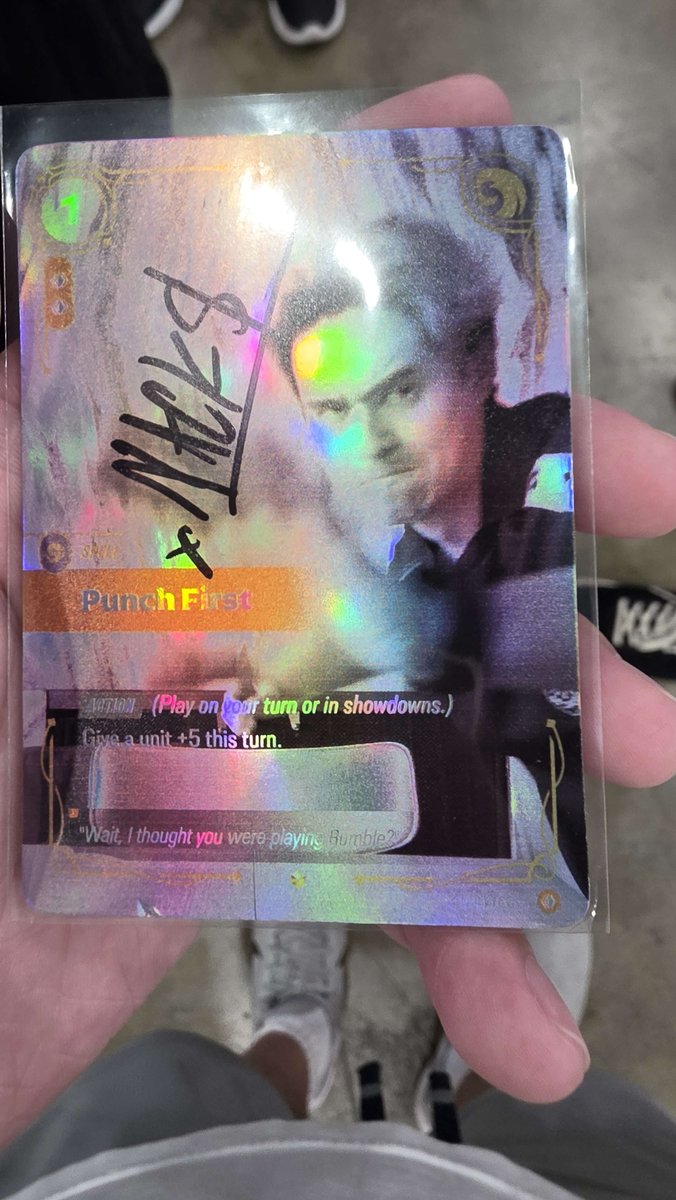 TravisNgoRB's tweet photo. Also, my friend secured me a @nacktcg Limited Edition Super Duper Secret +10 might Punch First (Didn't get to meet the goat in person, but this will do) https://t.co/nTUCnN62LT