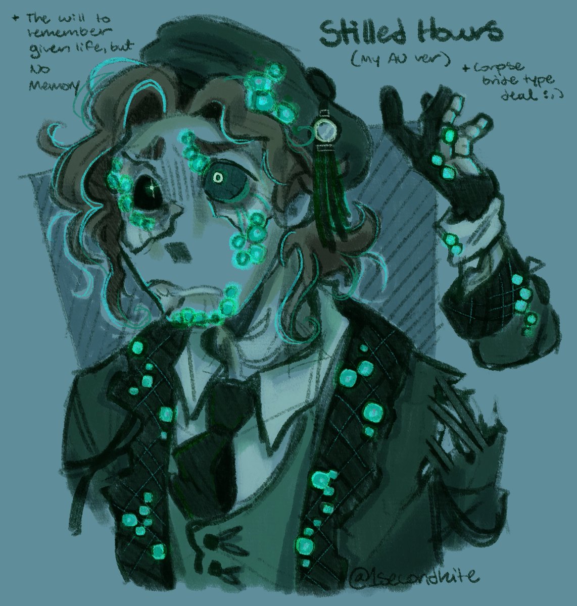 1secondKite's tweet photo. I saw a few people mention Stilled Hours having no lore soo
I wanna make a full design for this when I have time :)

#IdentityV #Orpheus https://t.co/RC93jYzLmp