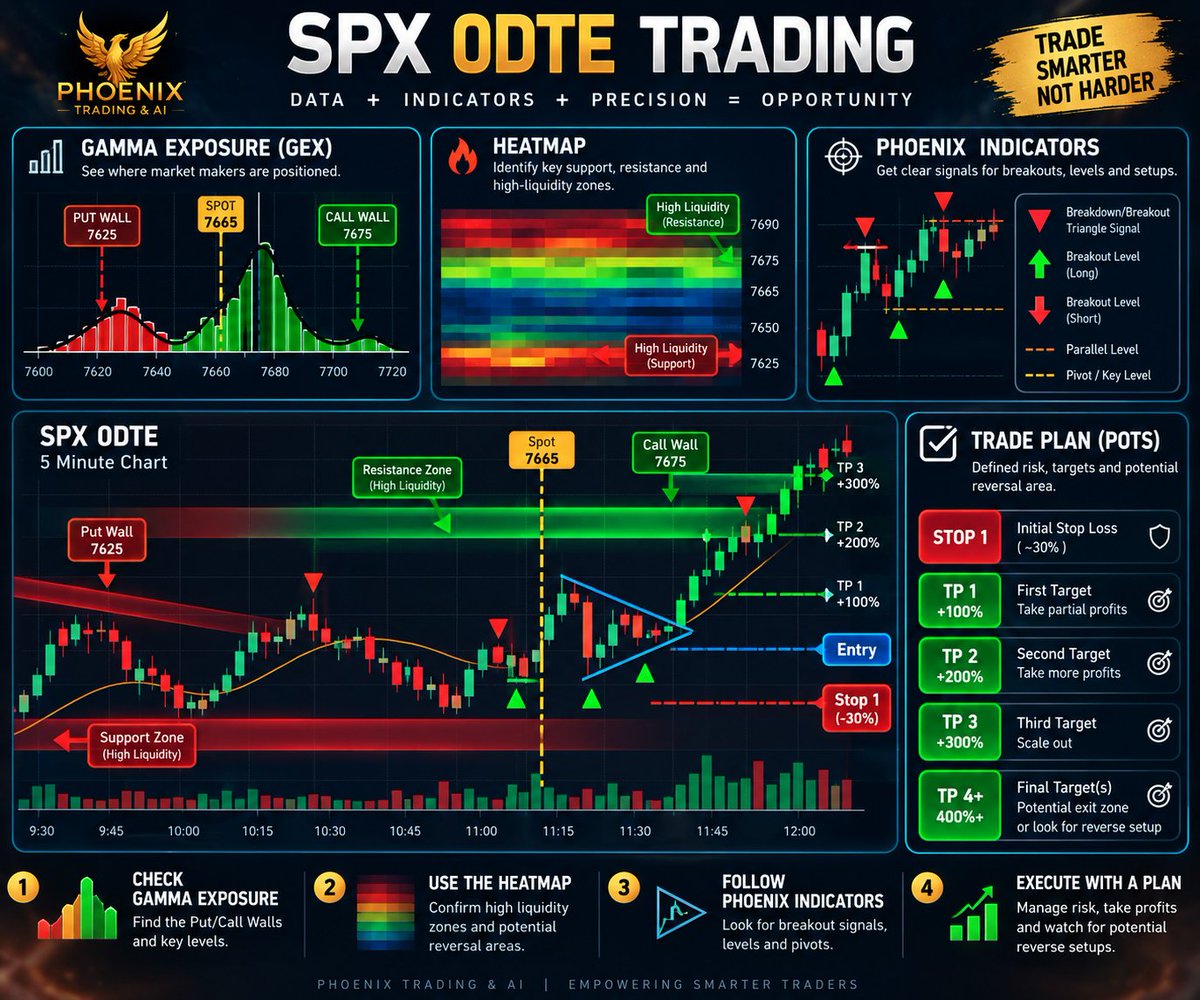 DTConsultations's tweet photo. What do you want to see in your #SPX #0DTE trading? 👀
What would make your trading tools more useful?
📊 Better entry & exit levels?
🎯 Clearer targets & stop levels?
🔥 Real-time Gamma & Heatmap data?
🧠 Better insight into market-maker positioning?
⚡ Faster alerts and cleaner signals?
Tell us what you want to see. We’re listening. 🦅
#SPX #0DTE #SPY #QQQ #PhoenixTrading