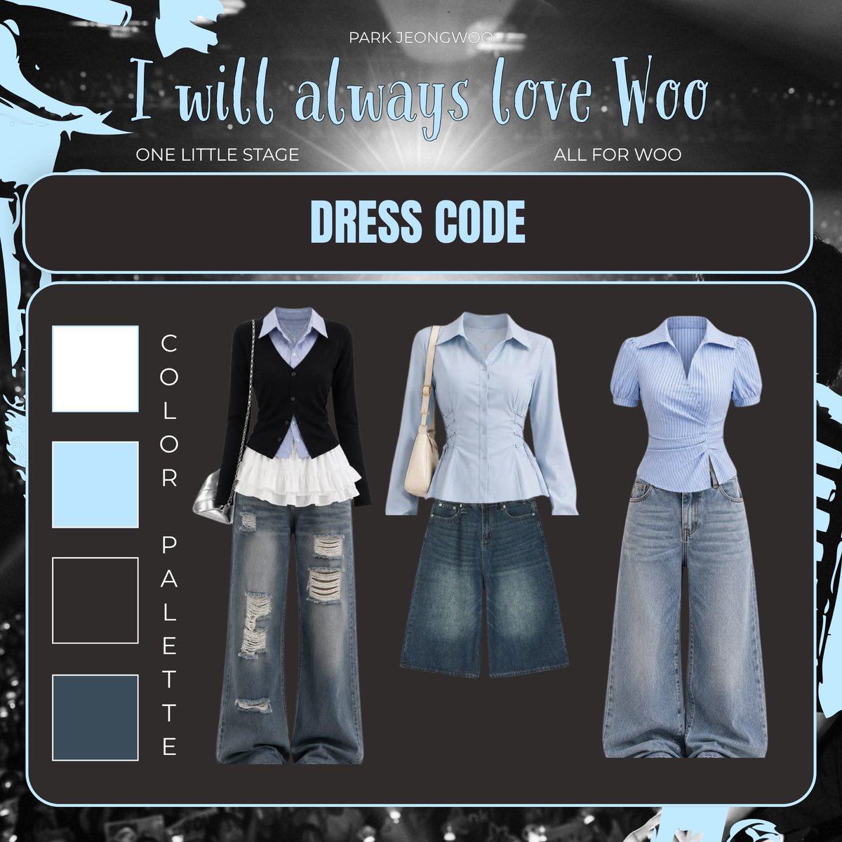 teuspace_'s tweet photo. DRESS CODE 👕

Here’s the dress code for our upcoming Jeongwoo CSE! 🐺

This is not mandatory, but we highly encourage everyone to join and follow the dress code if you can! We’d love to see everyone in the theme 🩵

See you! 🎙️

#IWillAlwaysLoveWoo #JEONGWOO #박정우 https://t.co/4G2W4kZzHO