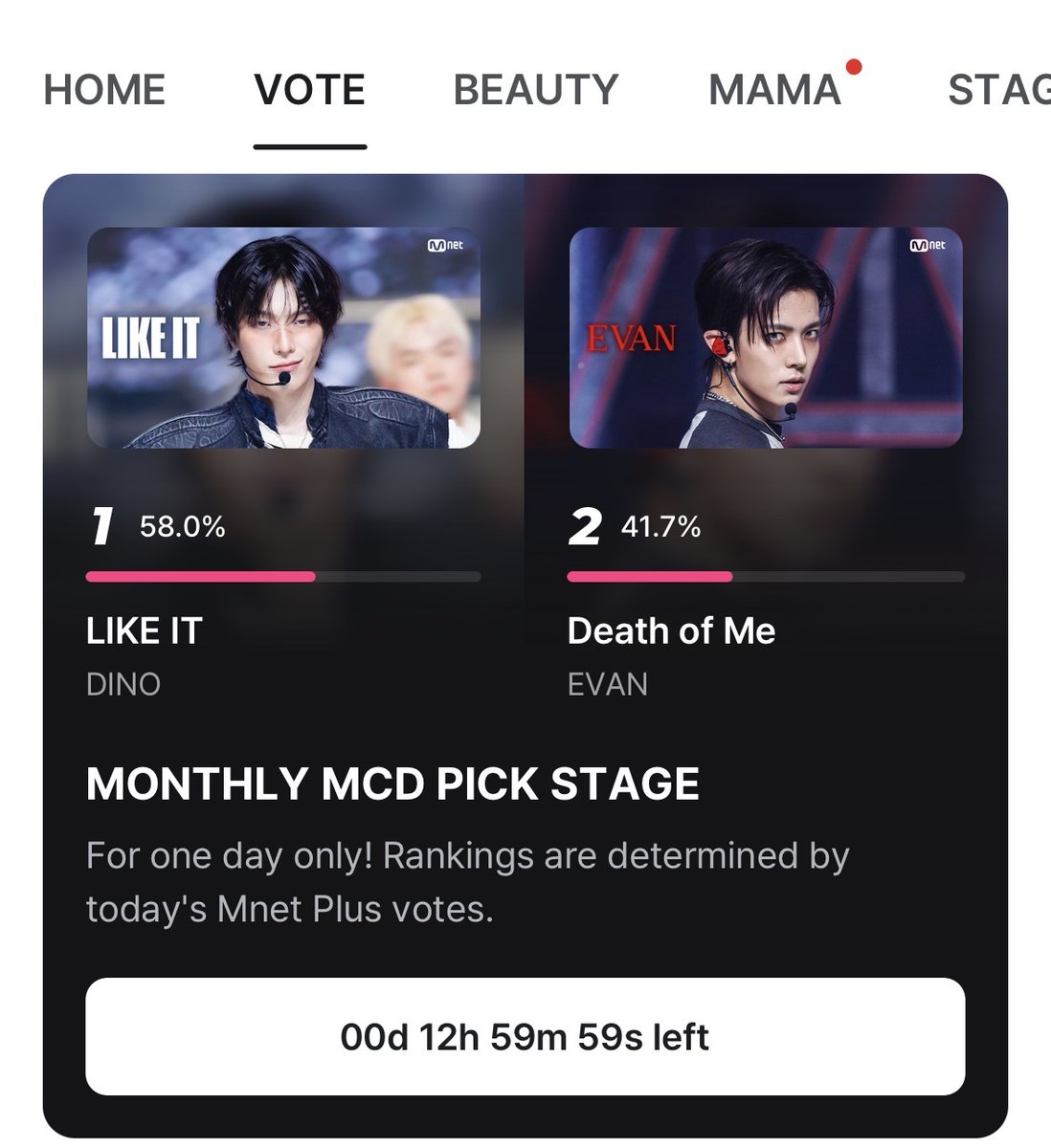 EvanVoting's tweet photo. [🗳] MNET PLUS: MONTHLY MCD PICK STAGE

Please keep voting on Mnet. Our percentage keeps decreasing. 🚨 We need to close the gap ASAP. We only have 12 hours left ‼️

Lets’s take this very seriously, DM us if you want to join our Mnet + Team!!

Please note that the winner of this poll will be considered in determining eligibility for the 2026 MAMA Awards candidates/nominees. Let’s not lose this chance, EVERS! 

Please drop your Proofs below EVERs👇🙏

🗳 1 acc = 5 votes
🔗 https://t.co/Rp7fza6cgX?…
🗓 Sept 29 at 23:59 KST

#EVAN #에반 @h_evva_n @evan_officialJP