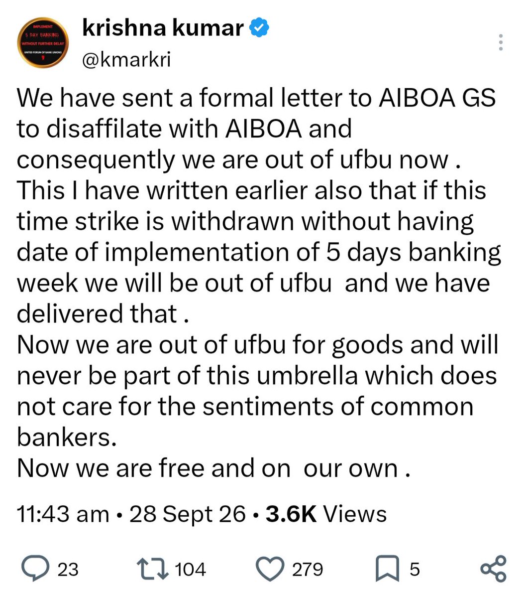 Ajoy989898's tweet photo. Either the signatories of @UFBUIndia must come live and give clarification or resign with immediate effect. Members have lost all trust in them. @nilesh_pawar15 must join hands with @kmarkri to form an apex body. @idesibanda @adultbanker @rupamsmail @ChVenkatachalam https://t.co/TZj5gZSbcd