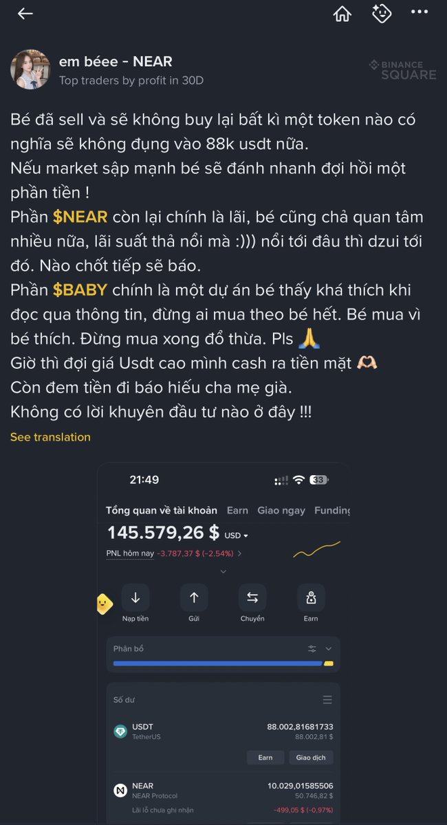 KT_BTC's tweet photo. Sau kèo $Near lãi tiền tỷ thì em bé Near đã bắt đầu phân bổ múc $Baby rồi ae. 

Kèo $Baby mà pump to thì đúng chất Em bé chơi coin luôn.

Đang có sẵn $88k mà phân bổ hết cho $Baby thì em bé này cũng Whale khét đấy chứ không đùa. https://t.co/Oz2DC3pDim