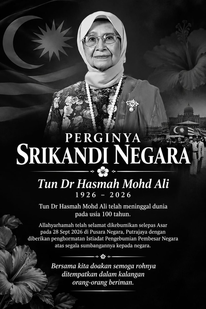 AmirZafra_'s tweet photo. Perginya Srikandi Negara
#tun #hasmah #malaysia #AlFatihah https://t.co/U9FIh5JNEb
