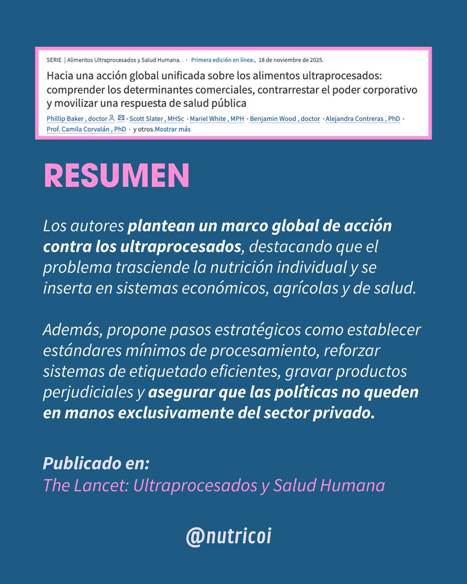 NutriCOI's tweet photo. ¿Qué nos dice la evidencia sobre los productos ultraprocesados? 🍪🥤

Estos estudios muestran cómo su creciente producción y consumo se relacionan con daños a la salud, pero también con factores comerciales, políticos y estructurales que requieren respuestas de salud pública ‼️ https://t.co/pHZPot5I81