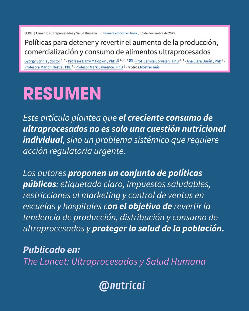 NutriCOI's tweet photo. ¿Qué nos dice la evidencia sobre los productos ultraprocesados? 🍪🥤

Estos estudios muestran cómo su creciente producción y consumo se relacionan con daños a la salud, pero también con factores comerciales, políticos y estructurales que requieren respuestas de salud pública ‼️ https://t.co/pHZPot5I81