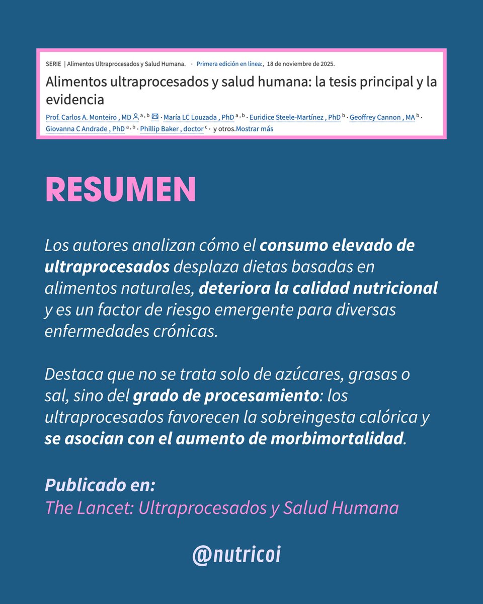 NutriCOI's tweet photo. ¿Qué nos dice la evidencia sobre los productos ultraprocesados? 🍪🥤

Estos estudios muestran cómo su creciente producción y consumo se relacionan con daños a la salud, pero también con factores comerciales, políticos y estructurales que requieren respuestas de salud pública ‼️ https://t.co/pHZPot5I81