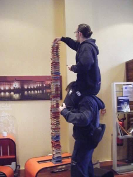 TheMalesOfGames's tweet photo. @MissKatefabe That's a great idea. 🙂

I haven't seen these posted yet. Pac and Sami Zayn playing a huge game of Jenga together. https://t.co/jva3ZJ5vW8