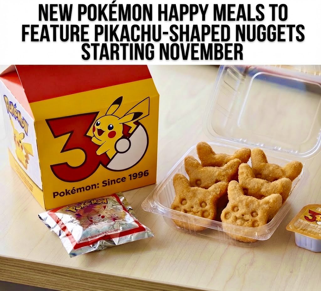 HauntdSZN's tweet photo. 🚨 Pikachu shaped nuggets are rumored to come in McDonald’s happy meals for the 30th anniversary in November. 

I can see the scalpers holding onto these for 30 years 😂😂

#pokemon https://t.co/W9WpWpON06