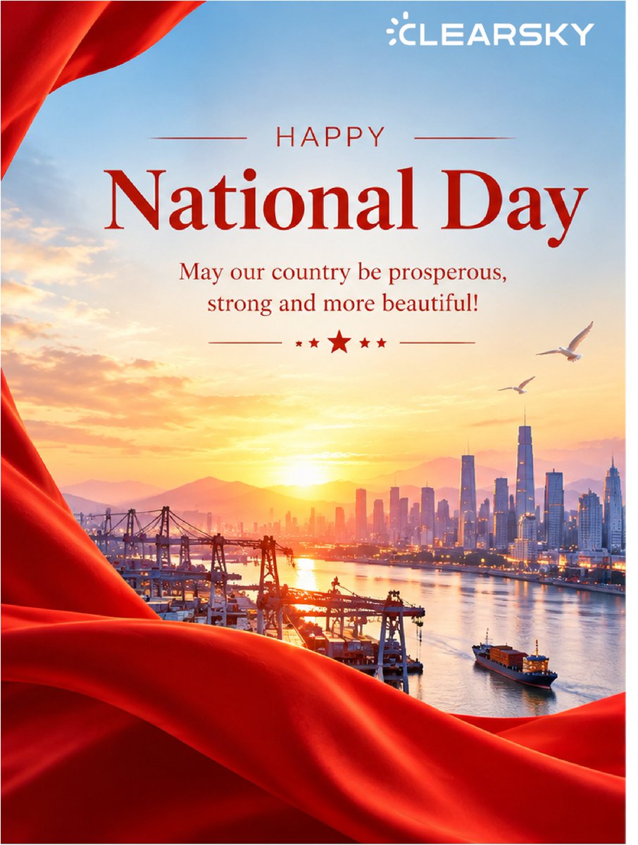 clearsky_robot's tweet photo. Happy National Day!✨

Thank you for your continued trust and partnership. Wishing you a successful season ahead! ☀️🤖

#NationalDay #GoldenWeek #HolidayNotice #ClearskyRobot #SolarPV #B2B #CleanTech https://t.co/bfAWv6o93G